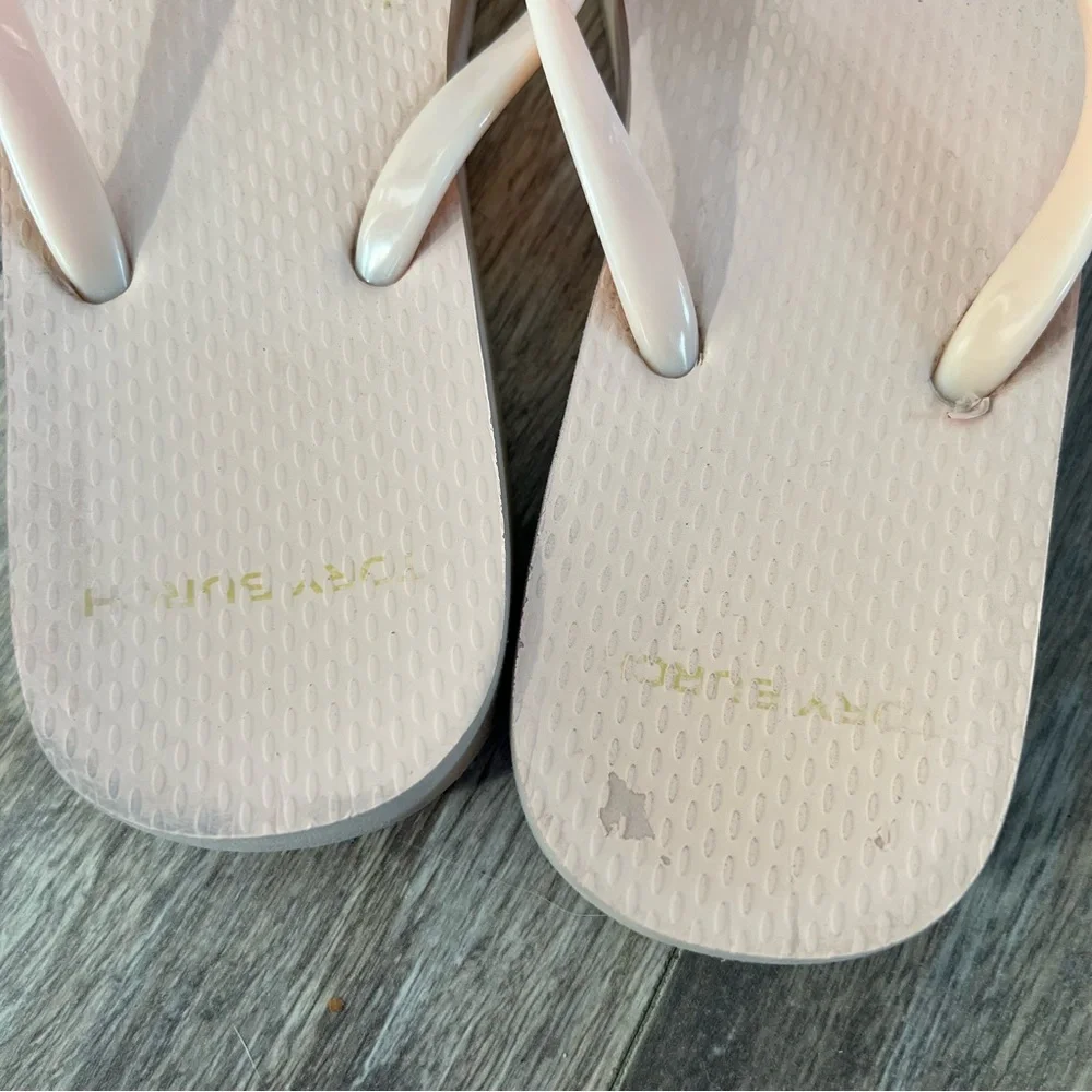 Tory Burch Pale Pink Logo Flip Flop Sandals